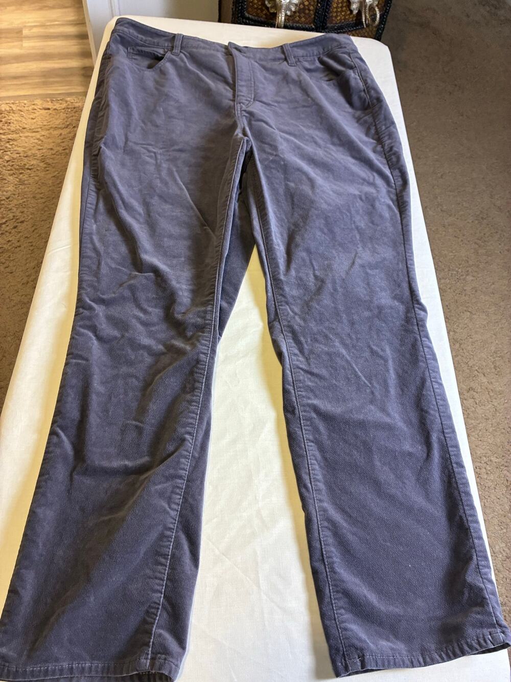 Talbots Velveteen Straight Leg Pants Womens 16W Curvy Purple Gray Stretch Plus